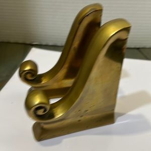 brass scroll bookends